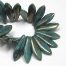 5/16mm Two Hole Dagger Turquoise Bronze Picasso